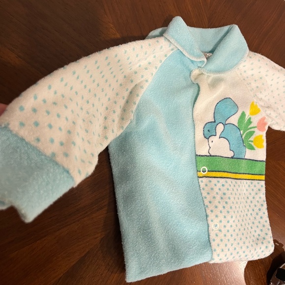 Vintage Eaton’s Blue Bunny Infant One-Piece Sleeper Terry 80s Made in Canada - Picture 2 of 5